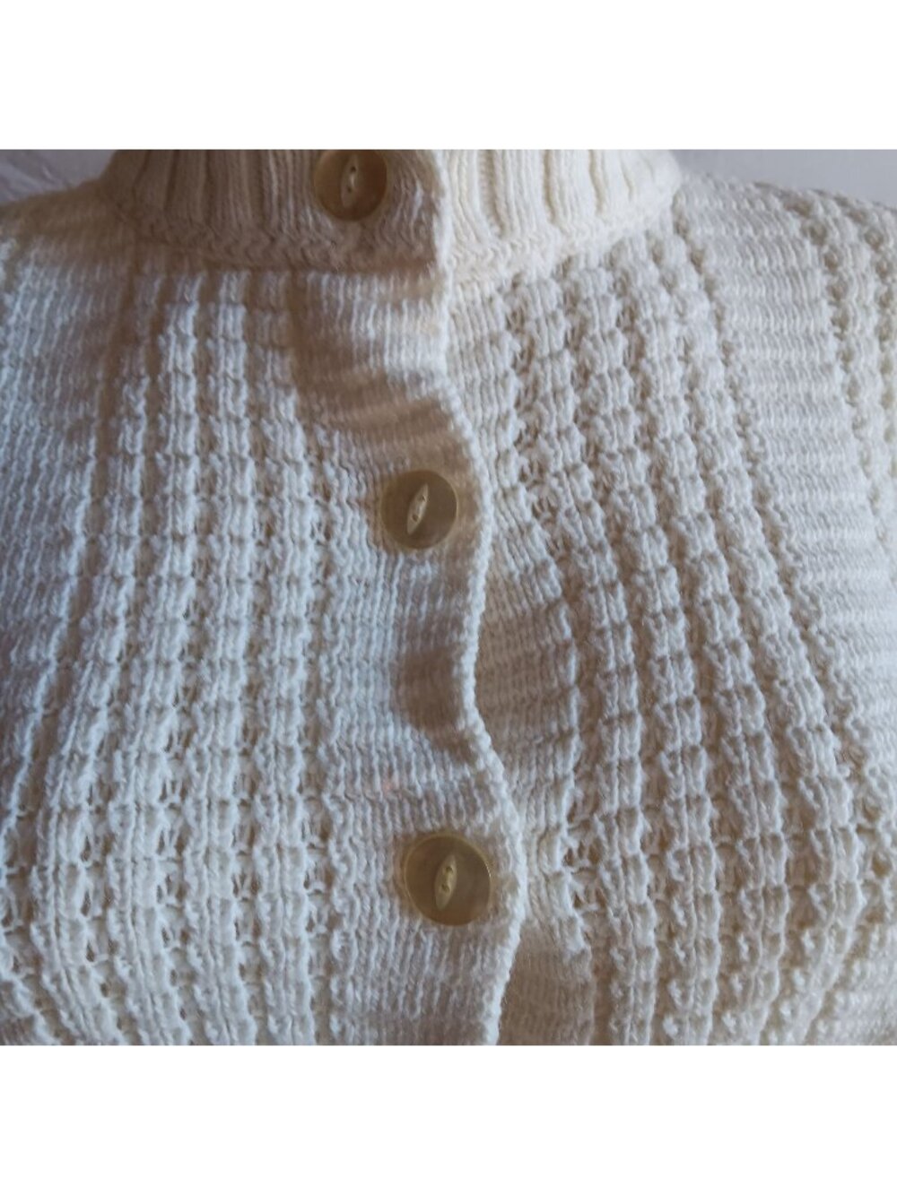 True Vintage Medium Cardigan Sweater 70's Knit Button-Up Ribbed Collar & Cuff